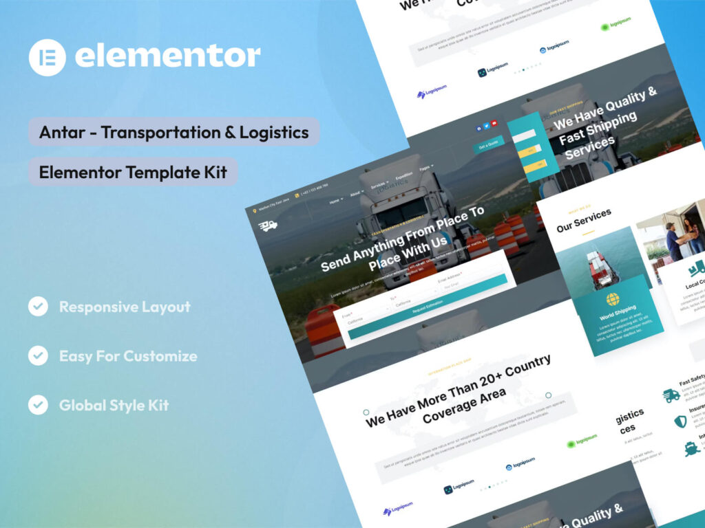 Antar - Transportation & Logistics Elementor Template Kit