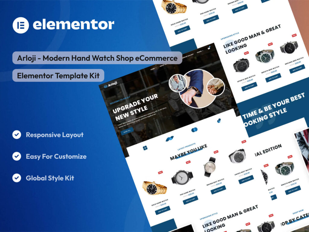 Arloji - Modern Hand Watch Shop eCommerce Elementor Template Kit