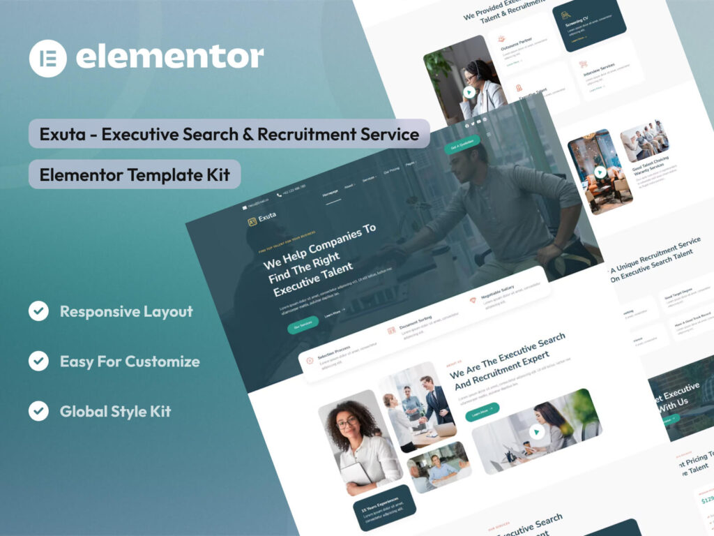 Exuta - Executive Search & Recruitment Service Elementor Template Kit