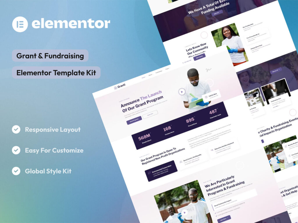 Grant & Fundraising - Elementor Template Kit