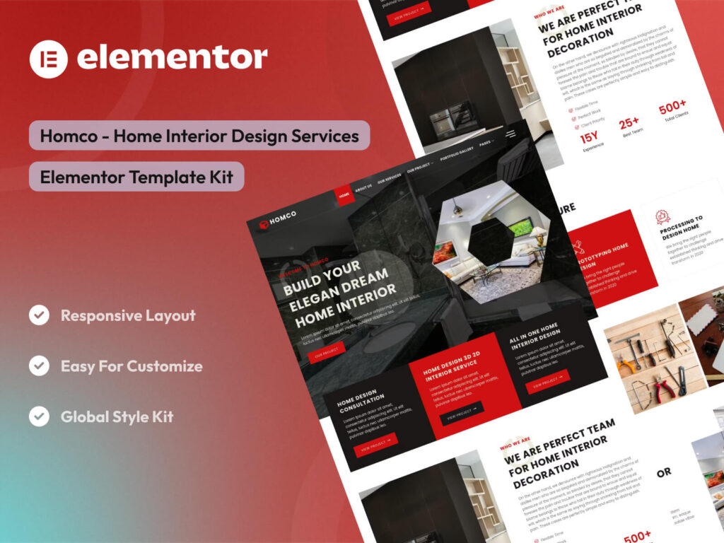 Homco - Home Interior Design Services Elementor Template Kit