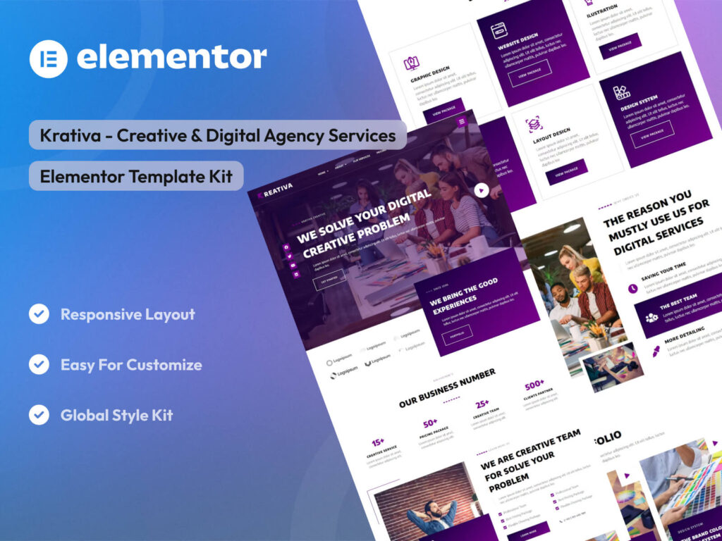Krativa - Creative & Digital Agency Services Elementor Template Kit