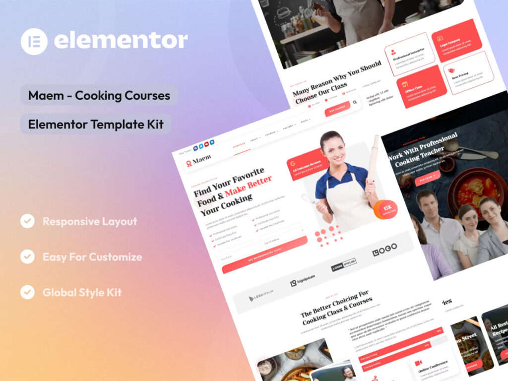 Maem - Cooking Courses Elementor Template Kit