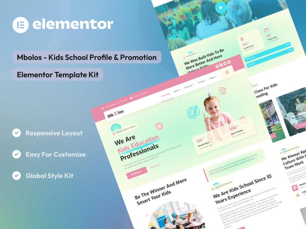 Mbolos - Kids School Profile & Promotion Elementor Template Kit