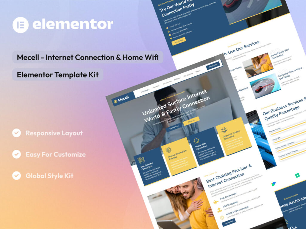 Mecell - Internet Connection & Home Wifi Business Services Elementor Template Kit