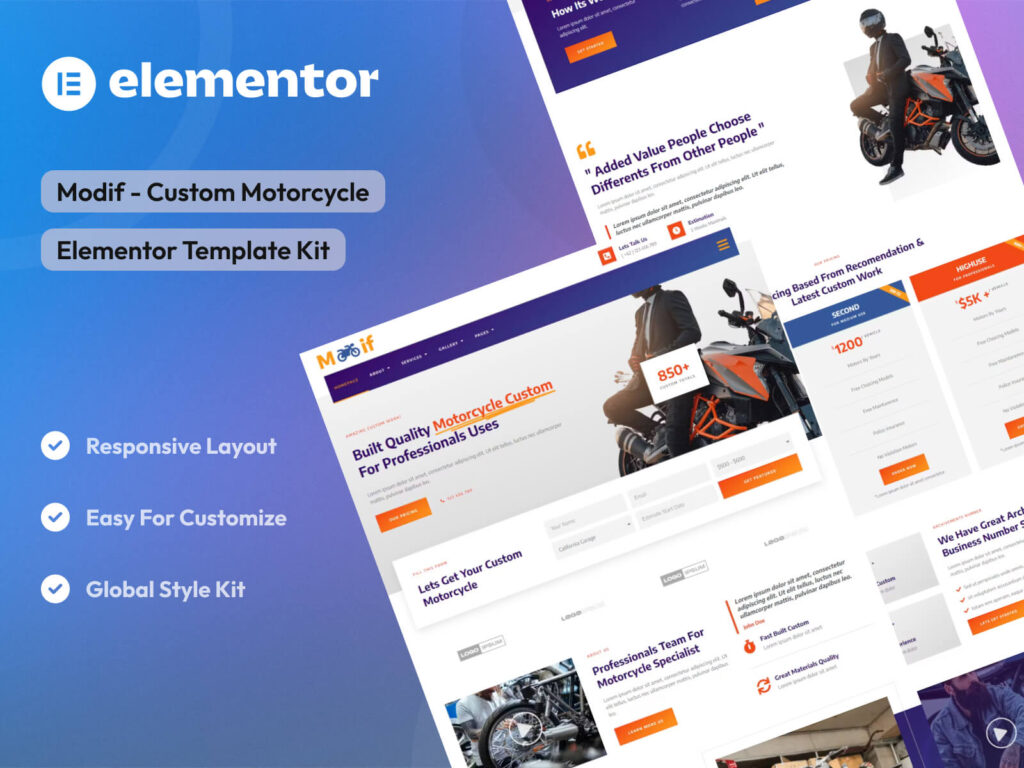 Modif - Custom Motorcycle Elementor Template Kit