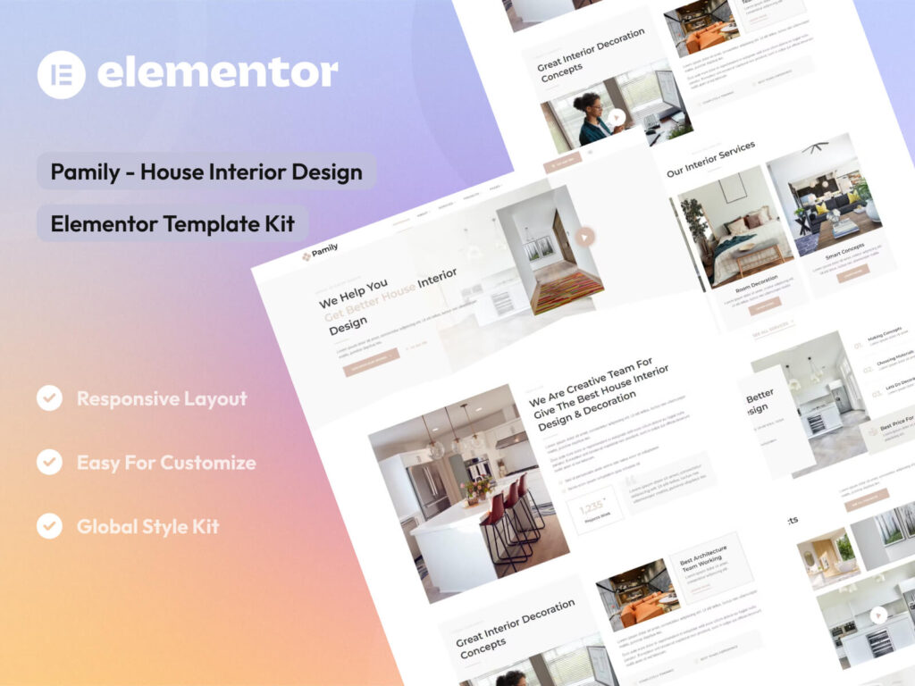 Pamily - House Interior Design Elementor Template Kit