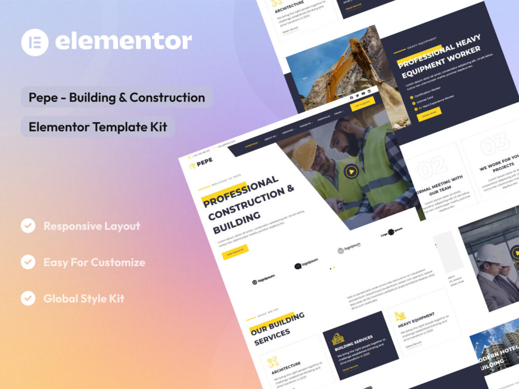 Pepe - Building & Construction Business Services Elementor Template Kit