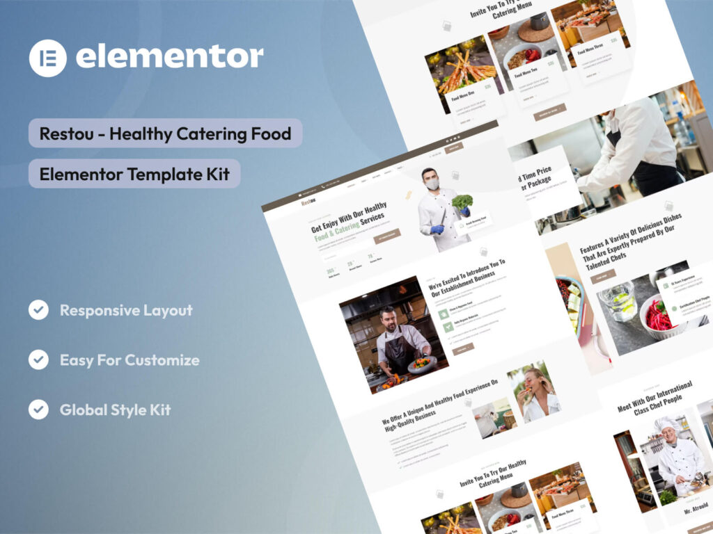 Restou - Healthy Catering Food Services Elementor Template Kit